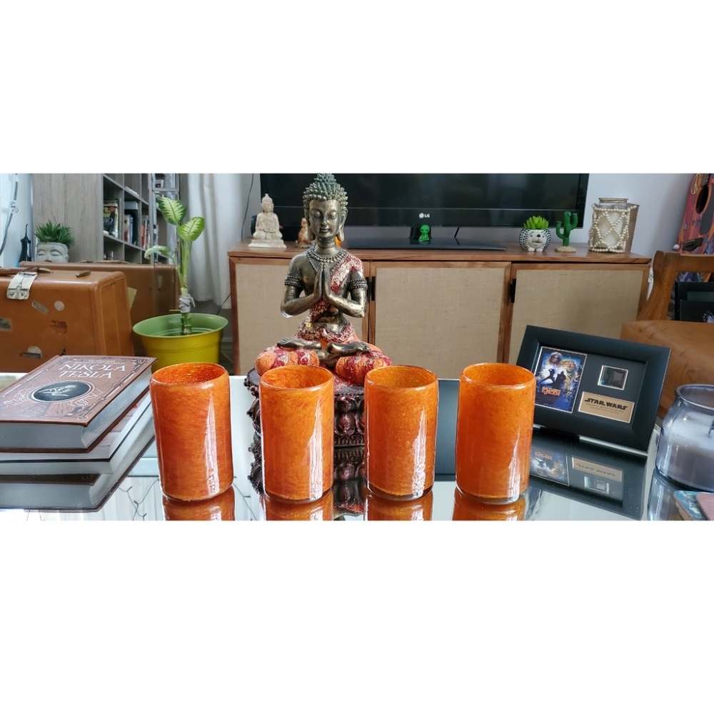 Crate&Barrel Orange Tumblers.